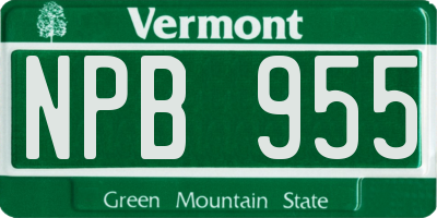 VT license plate NPB955