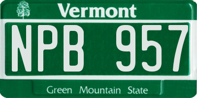 VT license plate NPB957