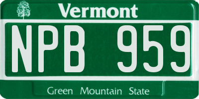 VT license plate NPB959