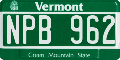 VT license plate NPB962