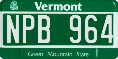 VT license plate NPB964