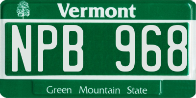 VT license plate NPB968