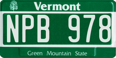 VT license plate NPB978