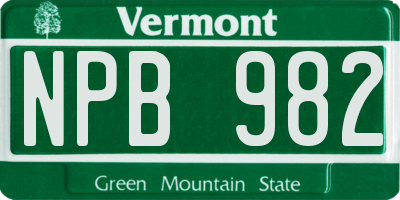 VT license plate NPB982