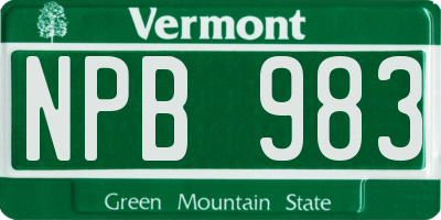 VT license plate NPB983