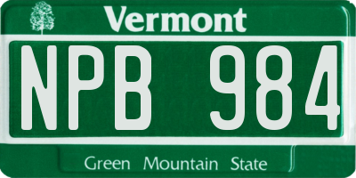 VT license plate NPB984