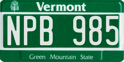 VT license plate NPB985