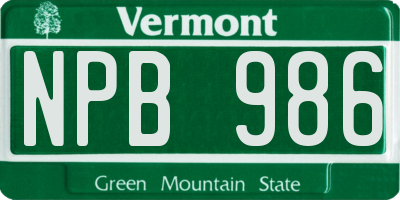 VT license plate NPB986