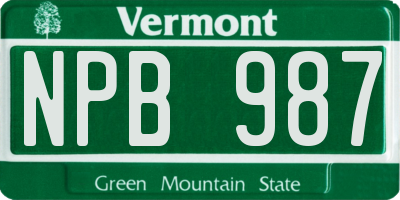 VT license plate NPB987