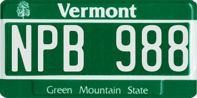 VT license plate NPB988