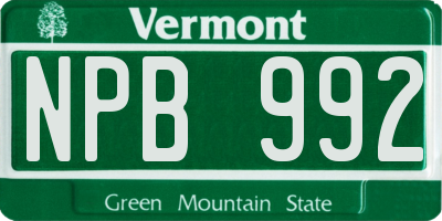VT license plate NPB992