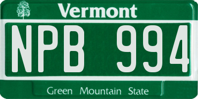 VT license plate NPB994