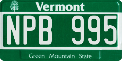 VT license plate NPB995