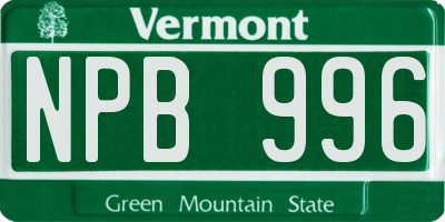 VT license plate NPB996