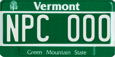 VT license plate NPC000