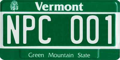 VT license plate NPC001
