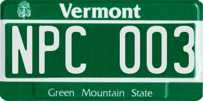 VT license plate NPC003