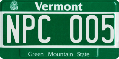 VT license plate NPC005
