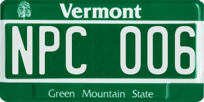 VT license plate NPC006