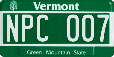 VT license plate NPC007