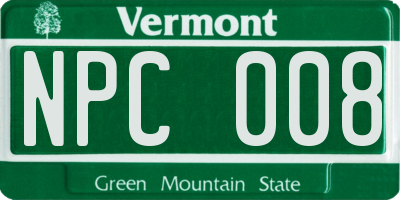 VT license plate NPC008