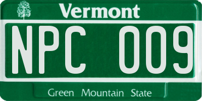 VT license plate NPC009