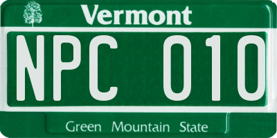 VT license plate NPC010