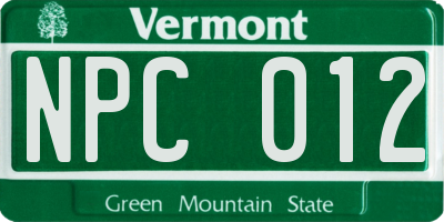 VT license plate NPC012