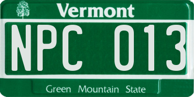 VT license plate NPC013