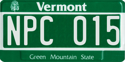 VT license plate NPC015