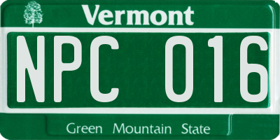 VT license plate NPC016