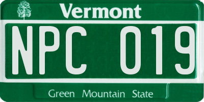 VT license plate NPC019
