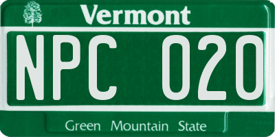 VT license plate NPC020