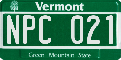 VT license plate NPC021