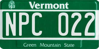VT license plate NPC022
