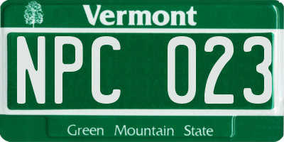 VT license plate NPC023