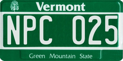 VT license plate NPC025