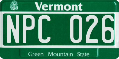 VT license plate NPC026