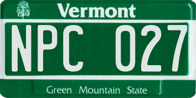 VT license plate NPC027