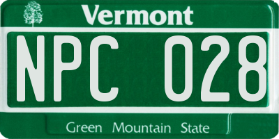 VT license plate NPC028