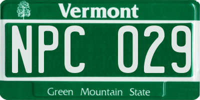 VT license plate NPC029