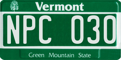 VT license plate NPC030