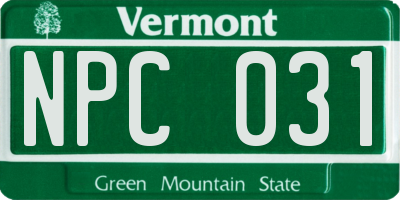 VT license plate NPC031