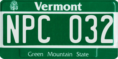 VT license plate NPC032