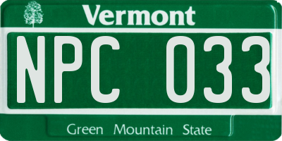 VT license plate NPC033