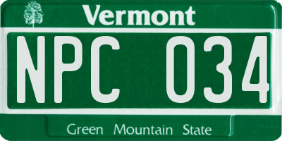 VT license plate NPC034