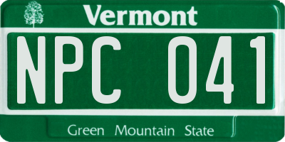 VT license plate NPC041