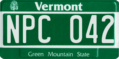 VT license plate NPC042