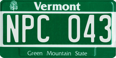 VT license plate NPC043
