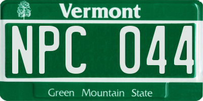 VT license plate NPC044